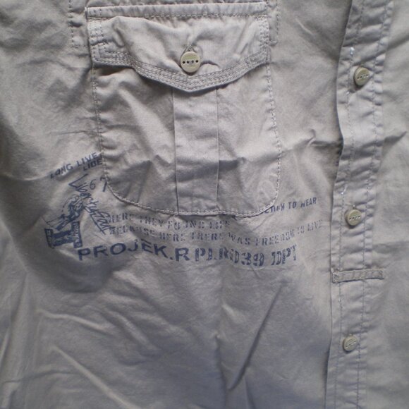 Projek Raw Button Down Short Sleeve Casual Olive Shirt, Size XXL - Picture 4 of 8